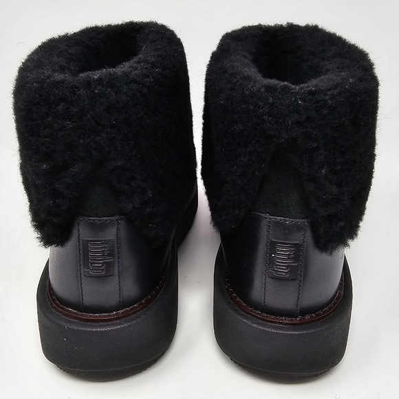 Fitflop Shoes Fitflop Hydie Black Leather Winter Boots Suede Womens